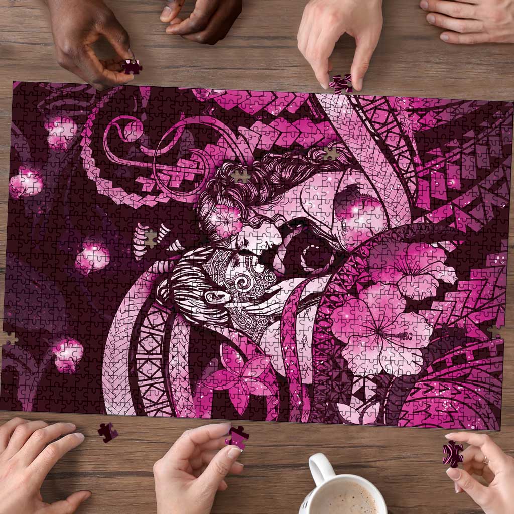 Maori Romantic Valentine Puzzle The Hongi Kiss Pink Galaxy
