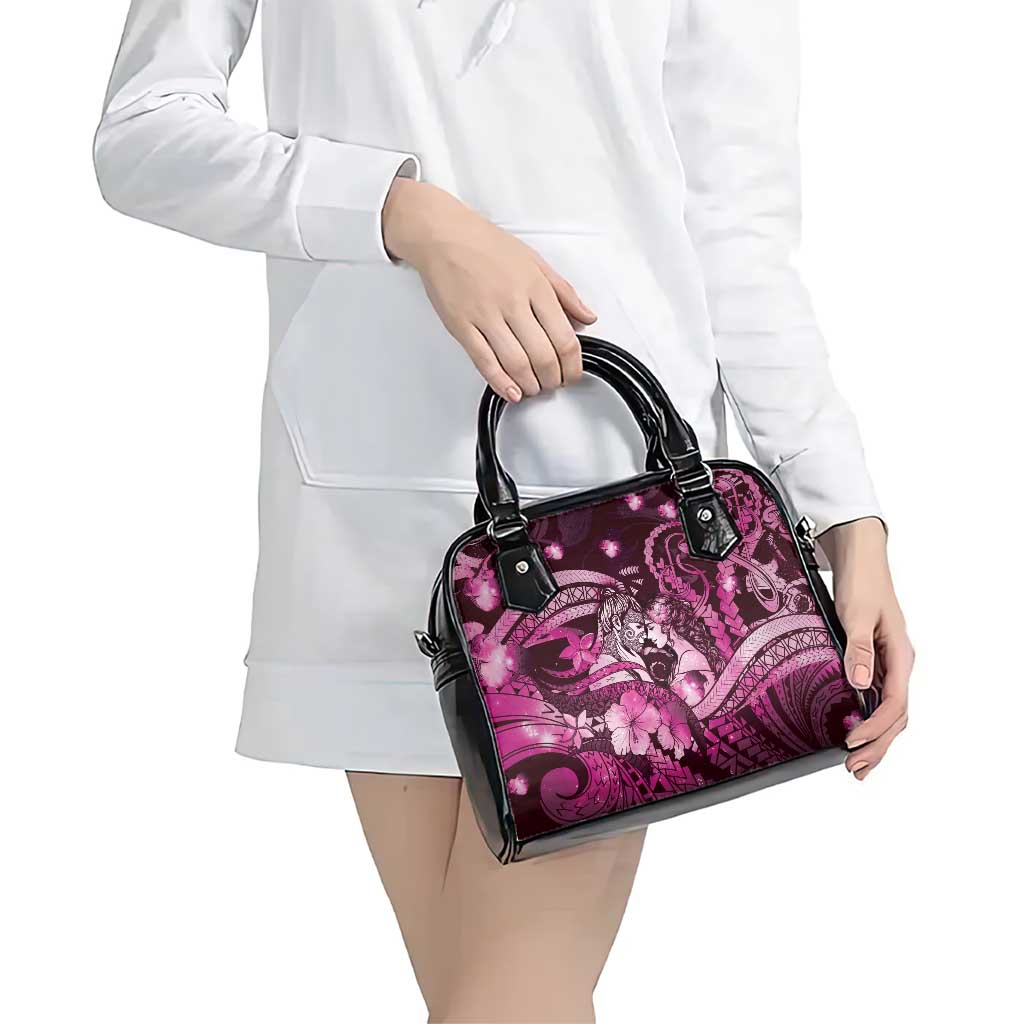 Maori Romantic Valentine Shoulder Handbag The Hongi Kiss Pink Galaxy