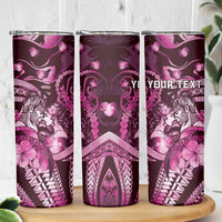 Personalised Maori Romantic Valentine Skinny Tumbler The Hongi Kiss Pink Galaxy DT05 - Polynesian Pride