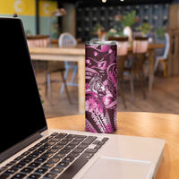 Personalised Maori Romantic Valentine Skinny Tumbler The Hongi Kiss Pink Galaxy DT05 - Polynesian Pride