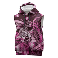 Personalised Maori Romantic Valentine Sleeveless Hoodie The Hongi Kiss Pink Galaxy DT05 Pink - Polynesian Pride
