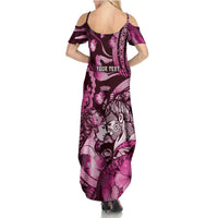Personalised Maori Romantic Valentine Summer Maxi Dress The Hongi Kiss Pink Galaxy DT05 - Polynesian Pride