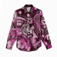 Personalised Maori Romantic Valentine Women Casual Shirt The Hongi Kiss Pink Galaxy DT05 - Polynesian Pride