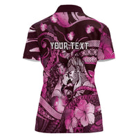 Personalised Maori Romantic Valentine Women Polo Shirt The Hongi Kiss Pink Galaxy DT05 - Polynesian Pride