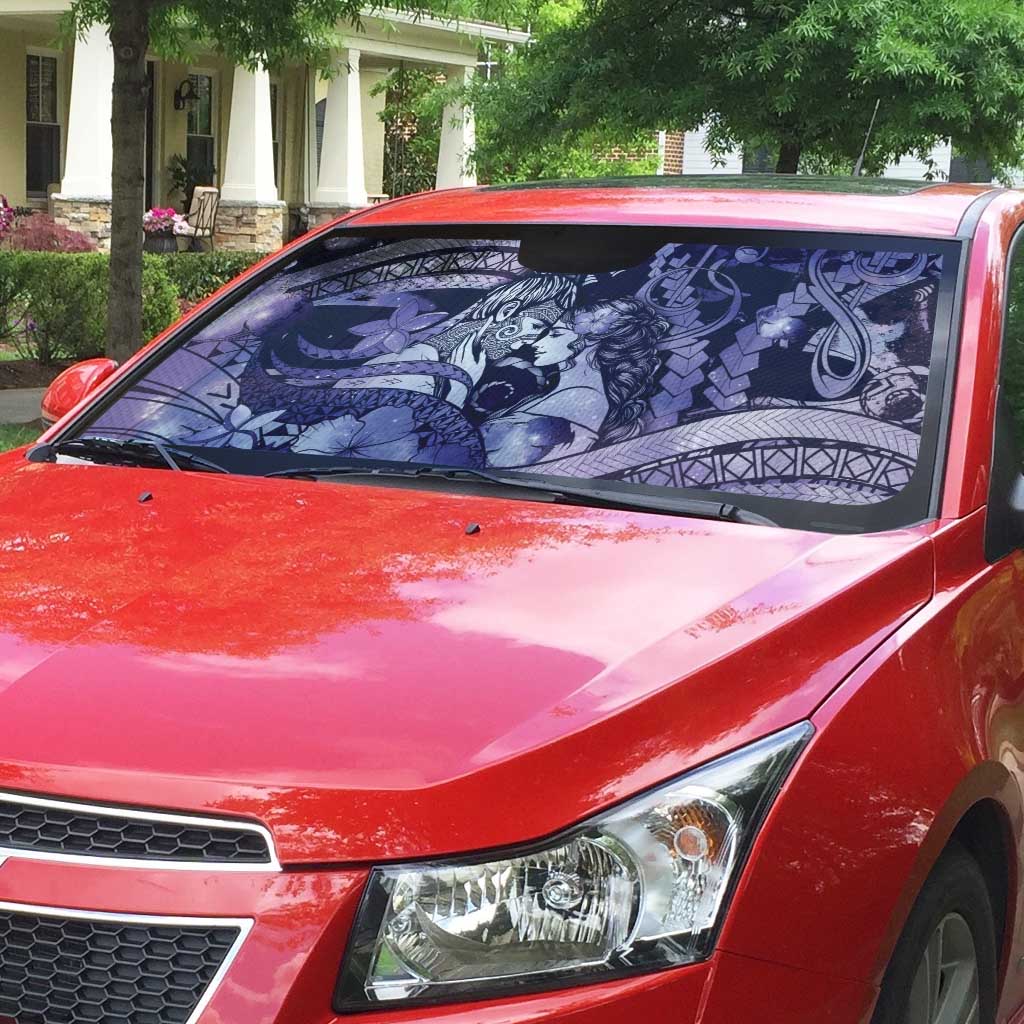 Maori Romantic Valentine Auto Sun Shade The Hongi Kiss Purple Galaxy