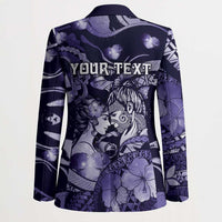Personalised Maori Romantic Valentine Blazer The Hongi Kiss Purple Galaxy