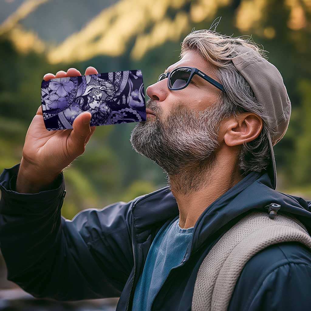 Personalised Maori Romantic Valentine 4 in 1 Can Cooler Tumbler The Hongi Kiss Purple Galaxy DT05 - Polynesian Pride