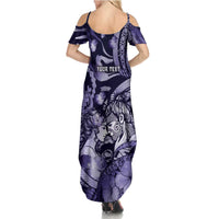 Personalised Maori Romantic Valentine Family Matching Summer Maxi Dress and Hawaiian Shirt The Hongi Kiss Purple Galaxy DT05 - Polynesian Pride