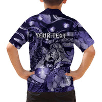 Personalised Maori Romantic Valentine Family Matching Tank Maxi Dress and Hawaiian Shirt The Hongi Kiss Purple Galaxy DT05 - Polynesian Pride