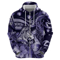 Personalised Maori Romantic Valentine Hoodie The Hongi Kiss Purple Galaxy