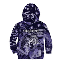 Personalised Maori Romantic Valentine Kid Hoodie The Hongi Kiss Purple Galaxy