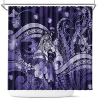 Maori Romantic Valentine Shower Curtain The Hongi Kiss Purple Galaxy
