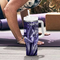 Personalised Maori Romantic Valentine Tumbler With Handle The Hongi Kiss Purple Galaxy