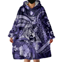 Personalised Maori Romantic Valentine Wearable Blanket Hoodie The Hongi Kiss Purple Galaxy DT05 - Polynesian Pride