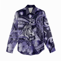 Personalised Maori Romantic Valentine Women Casual Shirt The Hongi Kiss Purple Galaxy DT05 - Polynesian Pride