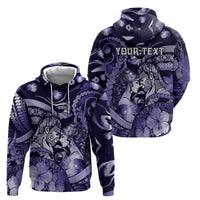 Personalised Maori Romantic Valentine Zip Hoodie The Hongi Kiss Purple Galaxy