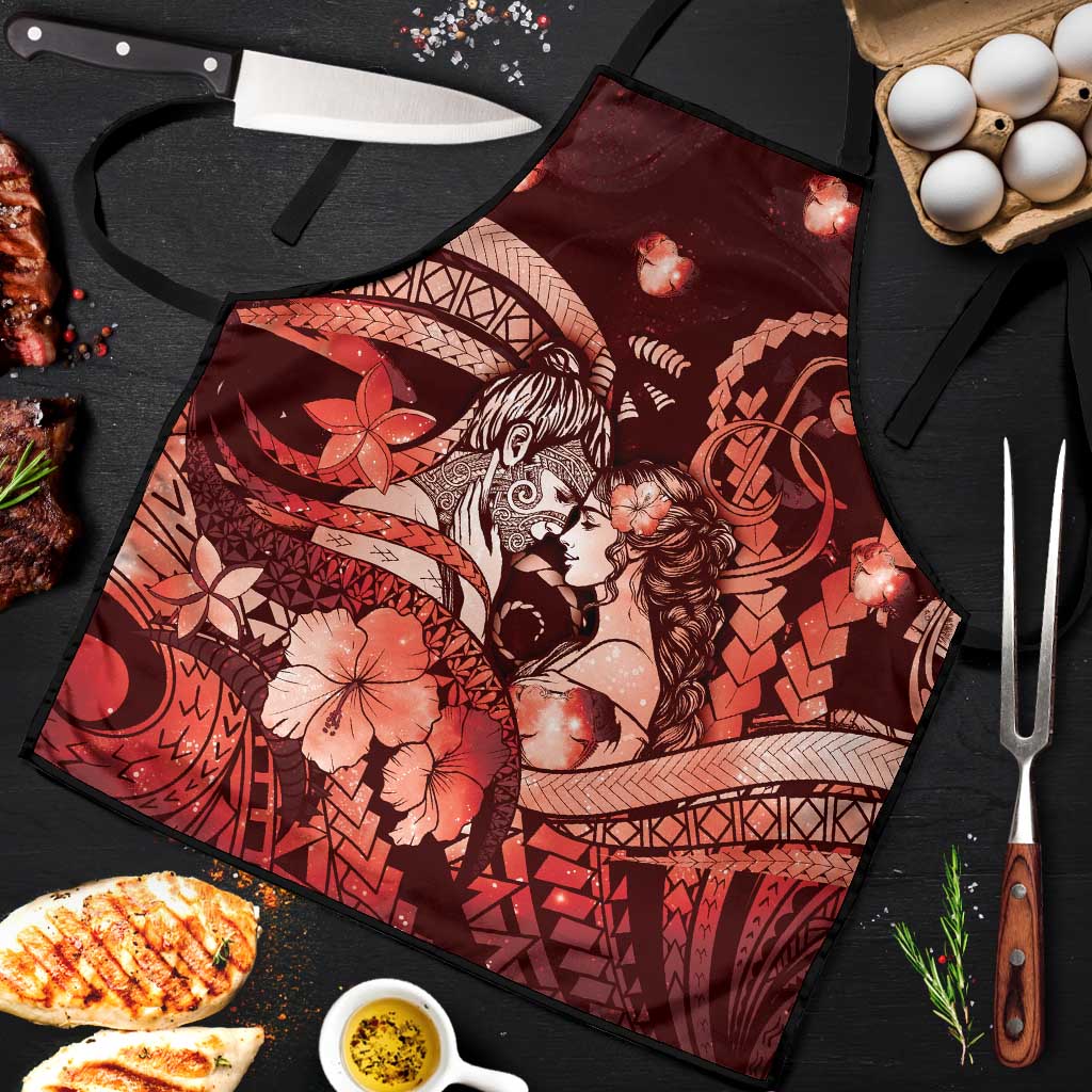 Maori Romantic Valentine Apron The Hongi Kiss Red Galaxy