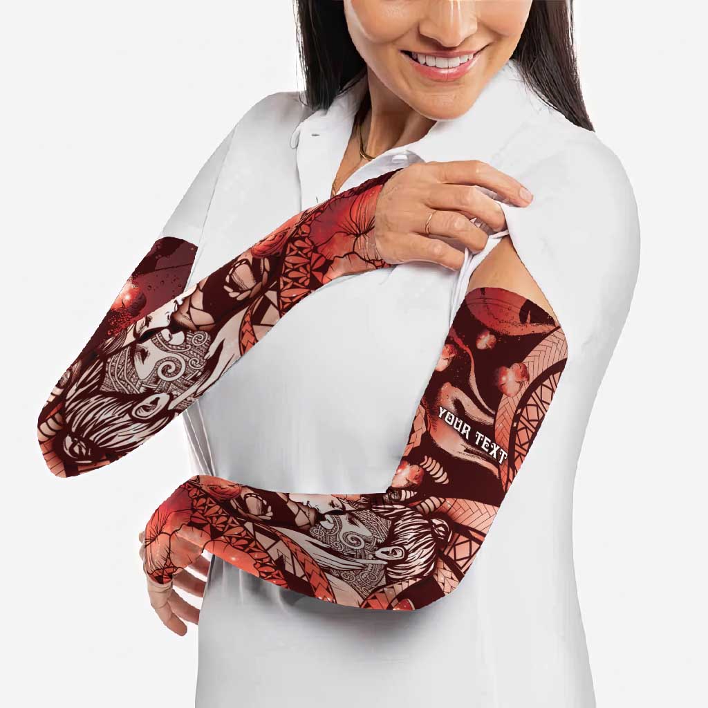 Personalised Maori Romantic Valentine Arm Sleeves The Hongi Kiss Red Galaxy
