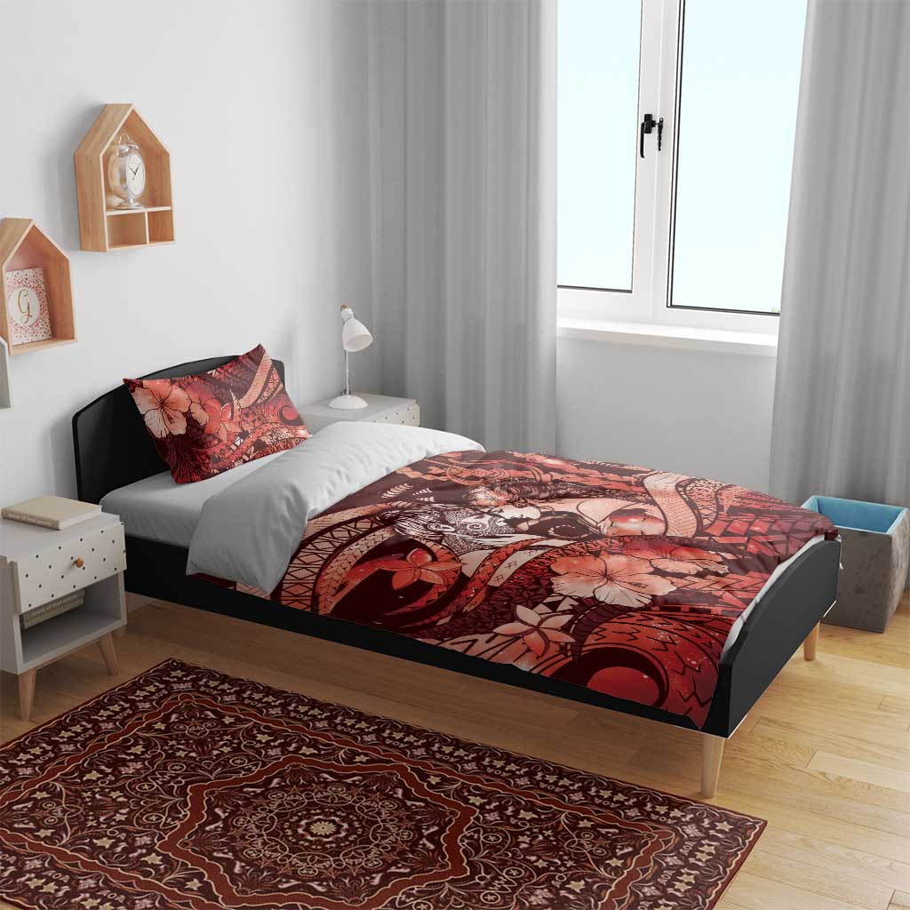 Maori Romantic Valentine Bedding Set The Hongi Kiss Red Galaxy