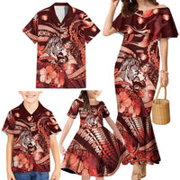 Personalised Maori Romantic Valentine Family Matching Mermaid Dress and Hawaiian Shirt The Hongi Kiss Red Galaxy DT05 - Polynesian Pride