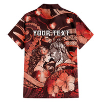 Personalised Maori Romantic Valentine Family Matching Summer Maxi Dress and Hawaiian Shirt The Hongi Kiss Red Galaxy DT05 - Polynesian Pride