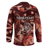 Personalised Maori Romantic Valentine Hockey Jersey The Hongi Kiss Red Galaxy