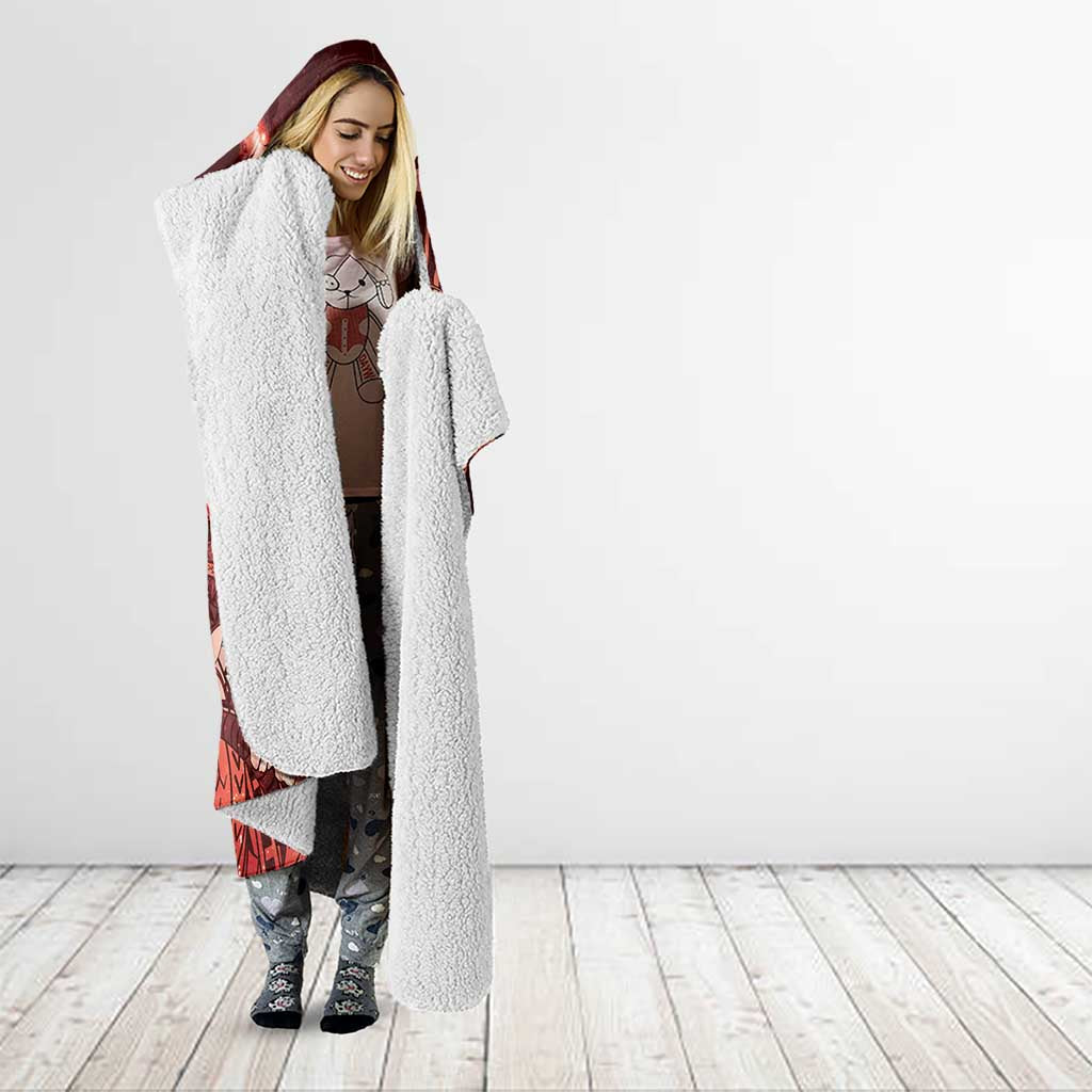 Maori Romantic Valentine Hooded Blanket The Hongi Kiss Red Galaxy