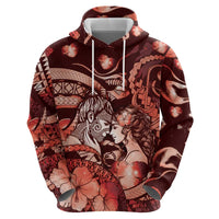Personalised Maori Romantic Valentine Hoodie The Hongi Kiss Red Galaxy