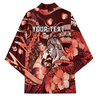 Personalised Maori Romantic Valentine Kimono The Hongi Kiss Red Galaxy
