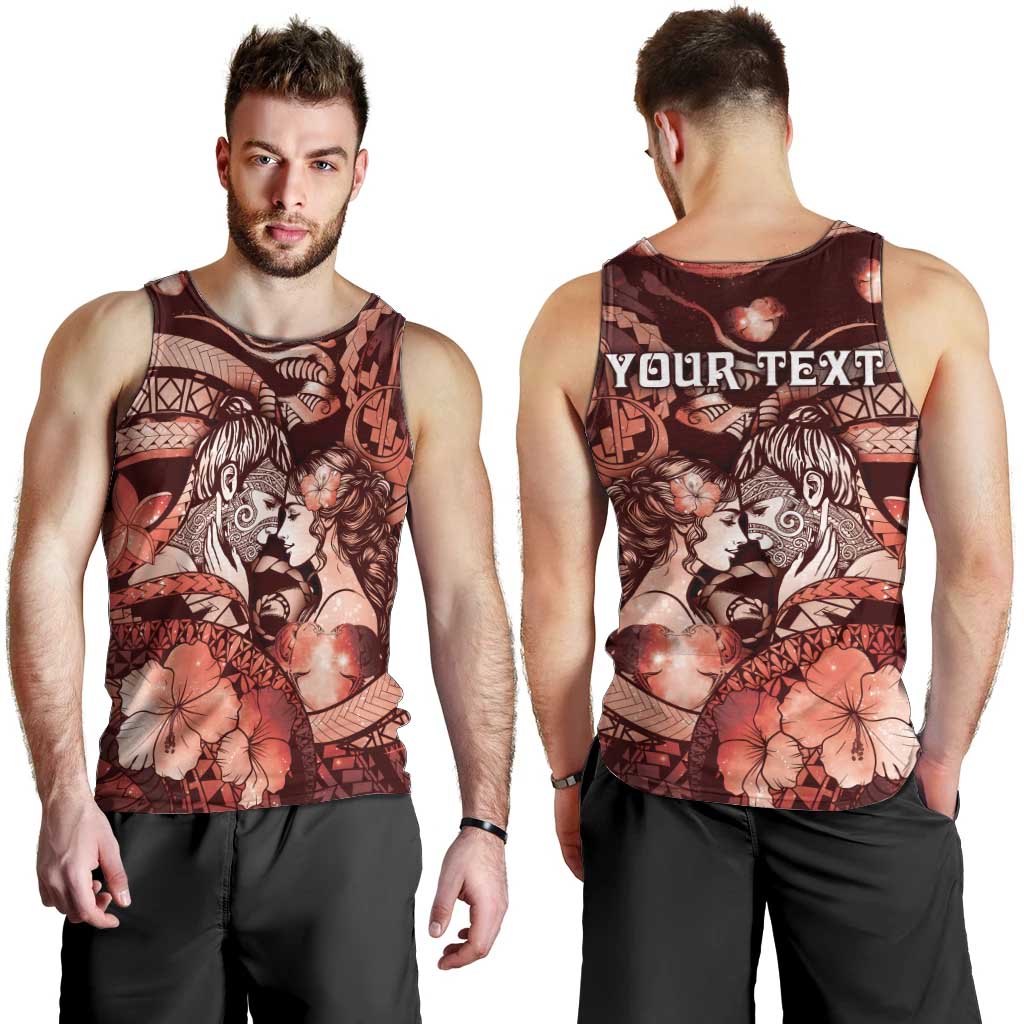 Personalised Maori Romantic Valentine Men Tank Top The Hongi Kiss Red Galaxy