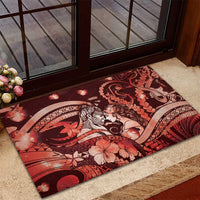 Maori Romantic Valentine Rubber Doormat The Hongi Kiss Red Galaxy