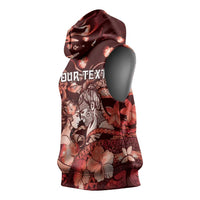 Personalised Maori Romantic Valentine Sleeveless Hoodie The Hongi Kiss Red Galaxy