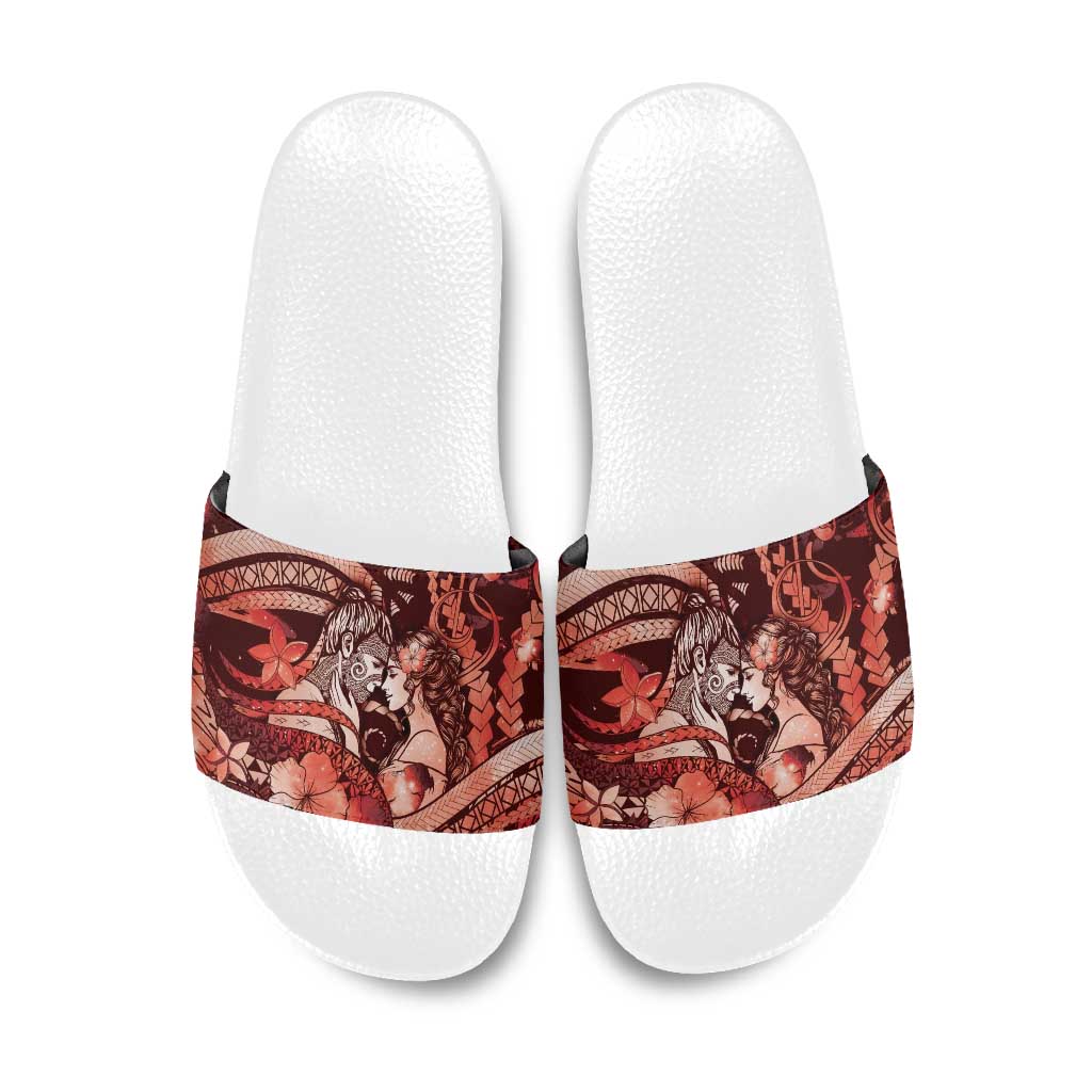 Maori Romantic Valentine Slide Sandals The Hongi Kiss Red Galaxy