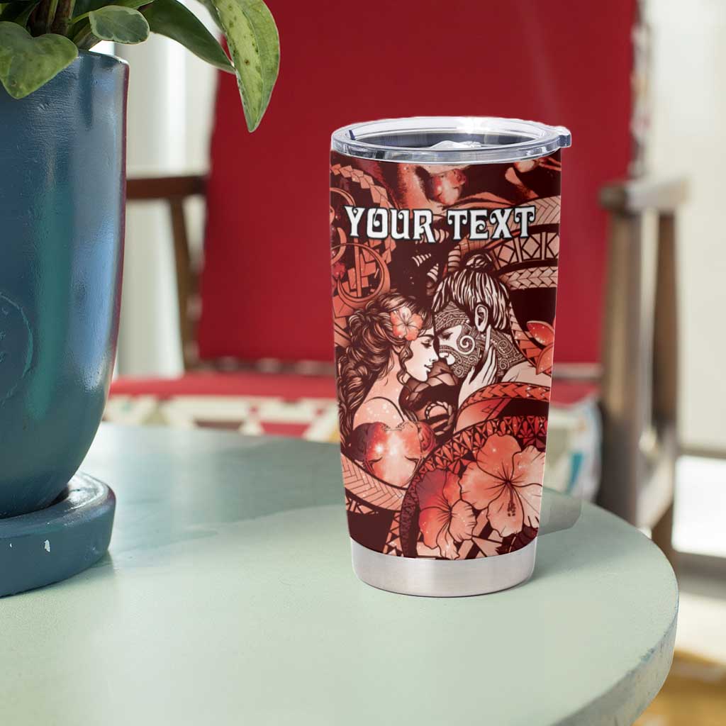 Personalised Maori Romantic Valentine Tumbler Cup The Hongi Kiss Red Galaxy