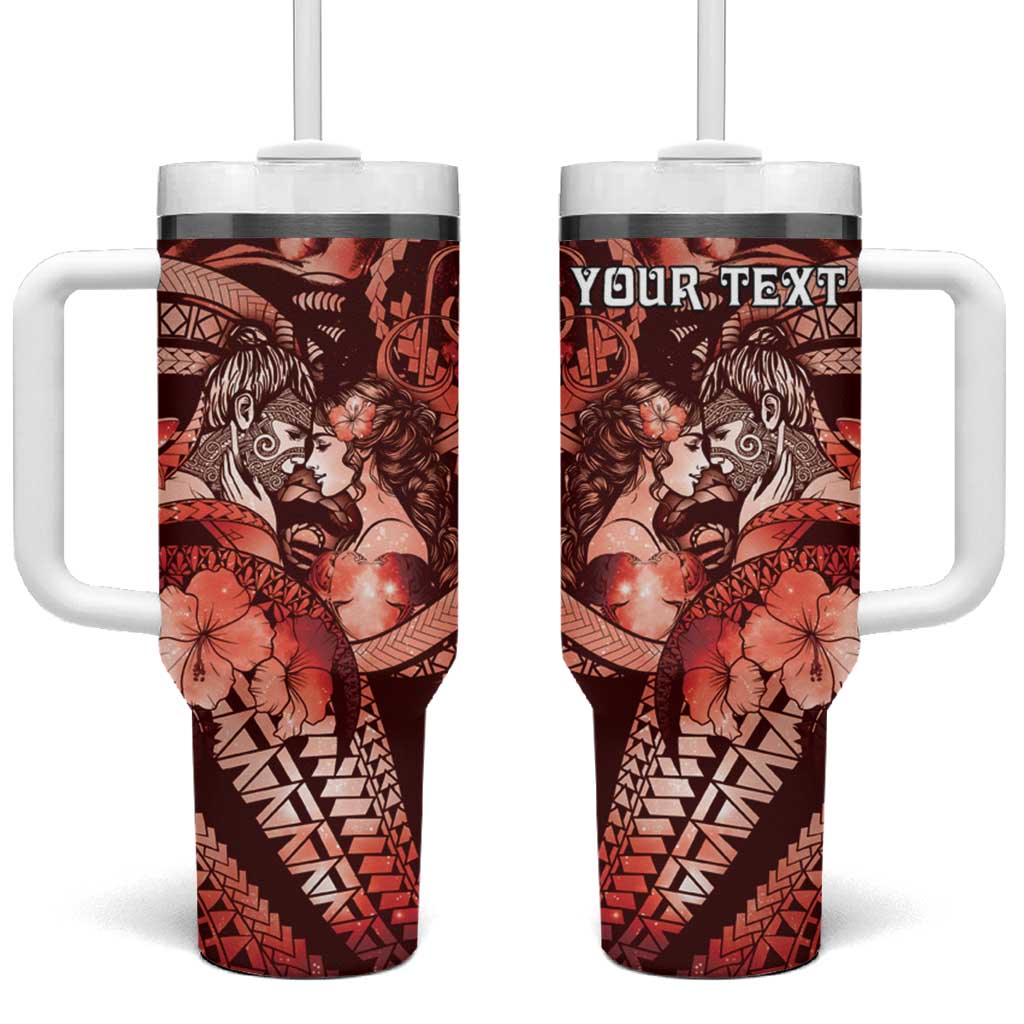Personalised Maori Romantic Valentine Tumbler With Handle The Hongi Kiss Red Galaxy