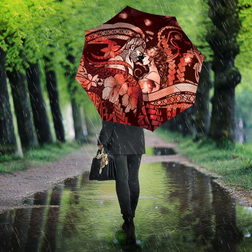 Maori Romantic Valentine Umbrella The Hongi Kiss Red Galaxy