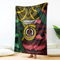 Vanuatu Independence Day Blanket Boar Tusk Warrior Tribal Floral Patterns