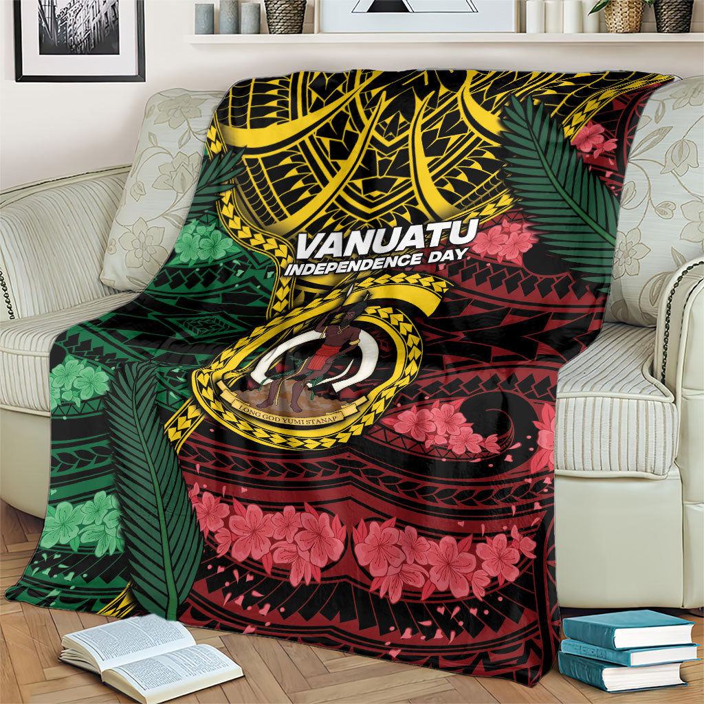 Vanuatu Independence Day Blanket Boar Tusk Warrior Tribal Floral Patterns
