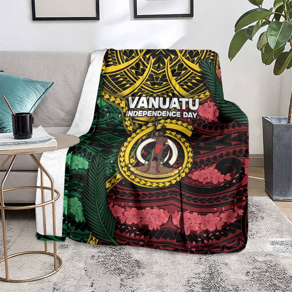 Vanuatu Independence Day Blanket Boar Tusk Warrior Tribal Floral Patterns