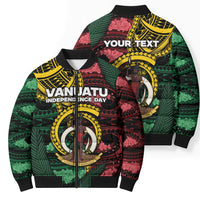 Personalised Vanuatu Independence Day Bomber Puffer Jacket Boar Tusk Warrior Tribal Floral Patterns