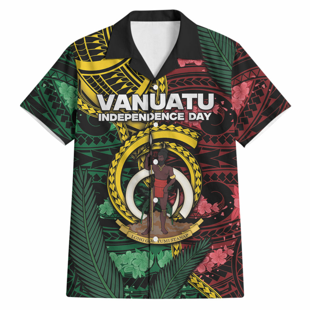 Personalised Vanuatu Independence Day Hawaiian Shirt Boar Tusk Warrior Tribal Floral Patterns DT05 Multicolor - Polynesian Pride