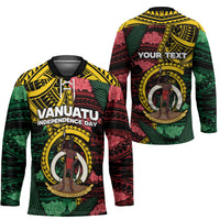 Personalised Vanuatu Independence Day Hockey Jersey Boar Tusk Warrior Tribal Floral Patterns
