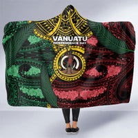 Vanuatu Independence Day Hooded Blanket Boar Tusk Warrior Tribal Floral Patterns