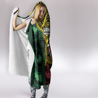 Vanuatu Independence Day Hooded Blanket Boar Tusk Warrior Tribal Floral Patterns