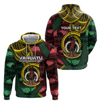 Personalised Vanuatu Independence Day Hoodie Boar Tusk Warrior Tribal Floral Patterns