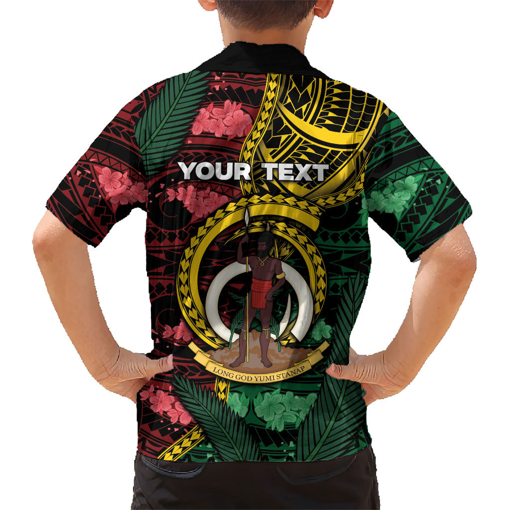 Personalised Vanuatu Independence Day Kid Hawaiian Shirt Boar Tusk Warrior Tribal Floral Patterns