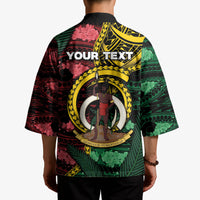 Personalised Vanuatu Independence Day Kimono Boar Tusk Warrior Tribal Floral Patterns
