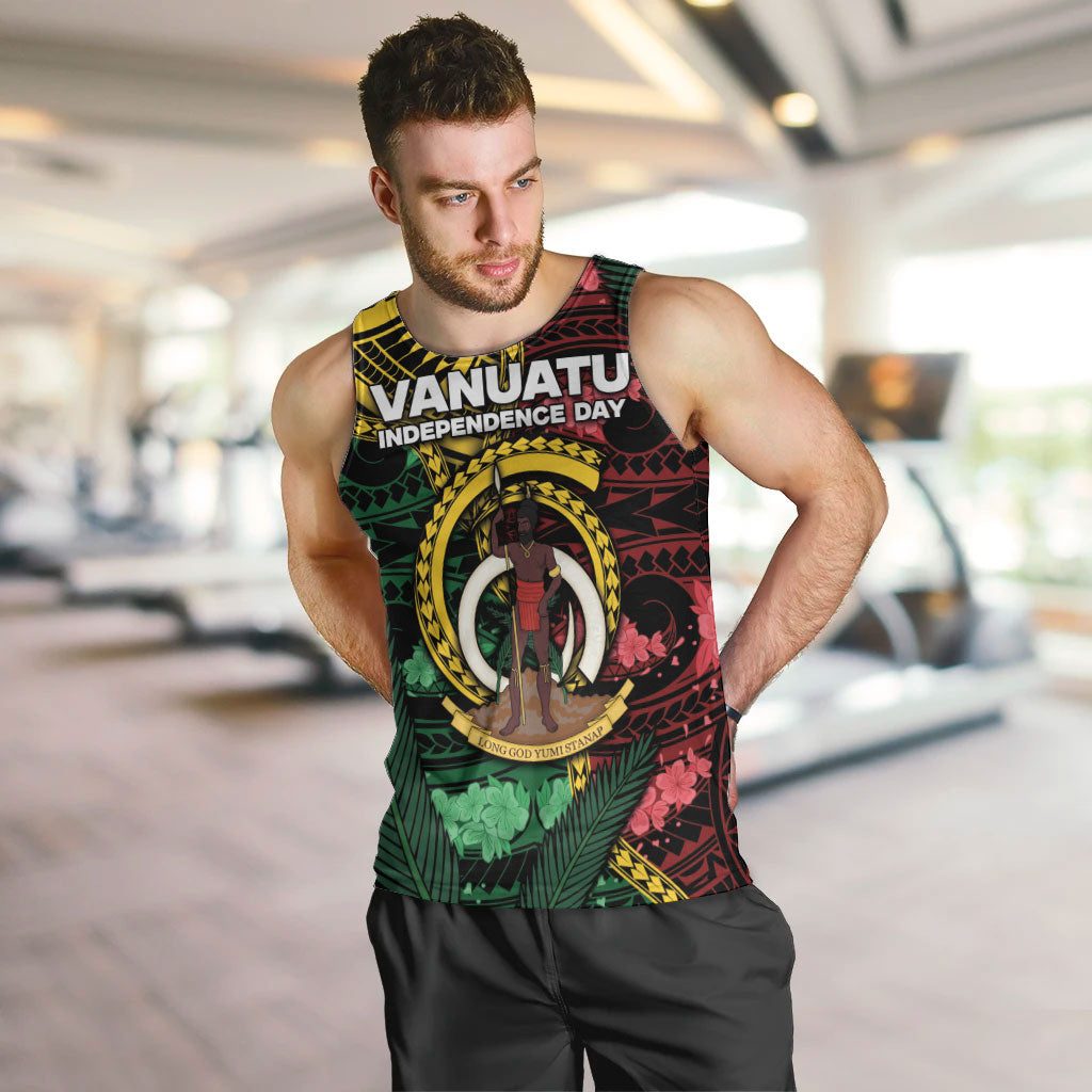 Personalised Vanuatu Independence Day Men Tank Top Boar Tusk Warrior Tribal Floral Patterns