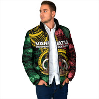 Personalised Vanuatu Independence Day Padded Jacket Boar Tusk Warrior Tribal Floral Patterns
