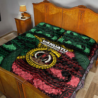 Vanuatu Independence Day Quilt Bed Set Boar Tusk Warrior Tribal Floral Patterns